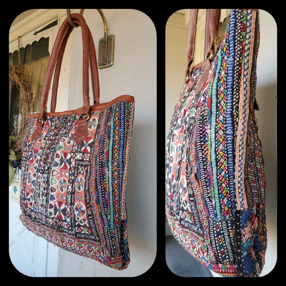 Artisan Banjara zari Boho Embroidered bag Handmade Patchwork Repurposed